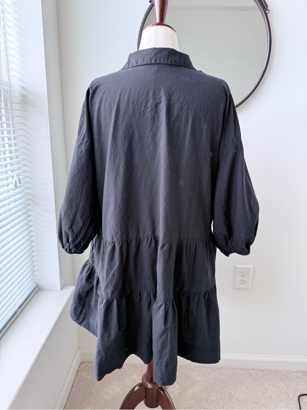 Free People Black Tiered Button-Front Midi Misha Dress - Picture 3 of 9